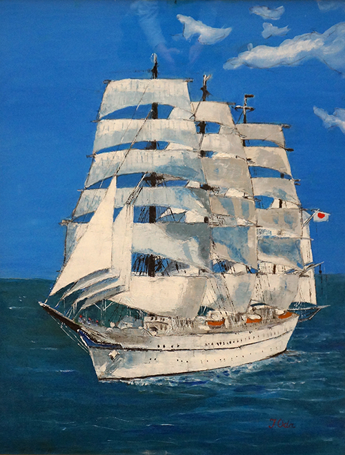 小田俊雄　口と足で描く芸術家協会「帆船」